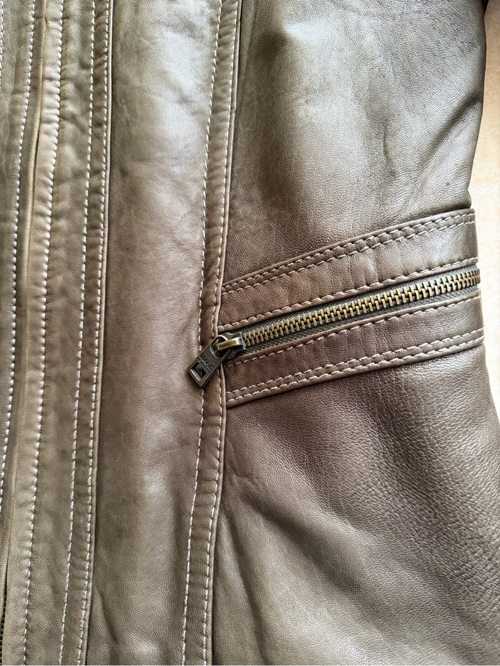 Vintage Andrew Marc Brown Soft Lambskin Leather Jacket Women Small Y2K Zip Up SM - Picture 5 of 13